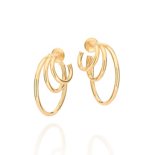 BRINCO TRIPLO MEIA ARGOLA BANHADO A OURO 18K