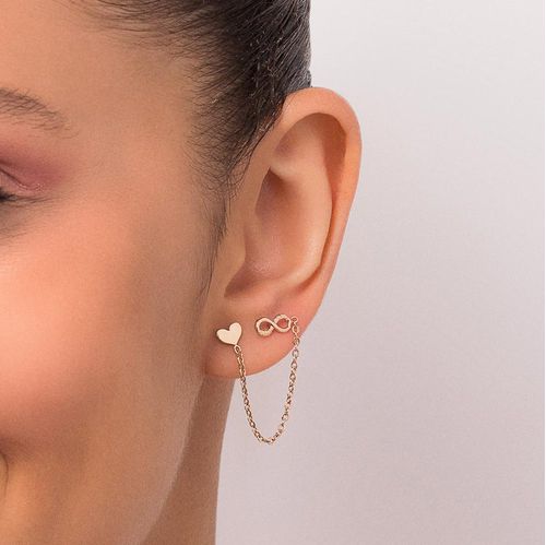 BRINCO DUPLO COM CORRENTE BANHADO A OURO 18K