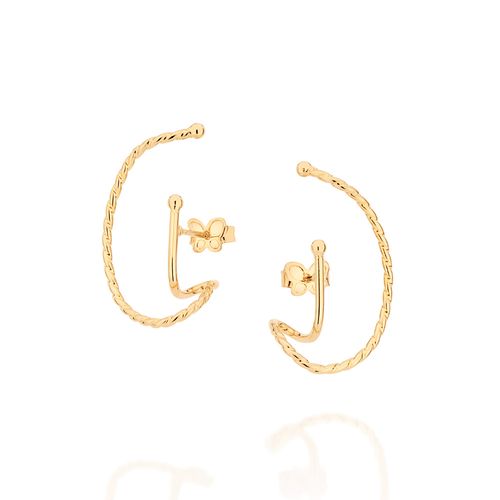BRINCO EAR HOOK TORCIDO BANHADO A OURO 18K