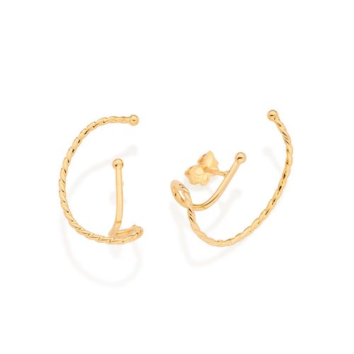 BRINCO EAR HOOK TORCIDO BANHADO A OURO 18K