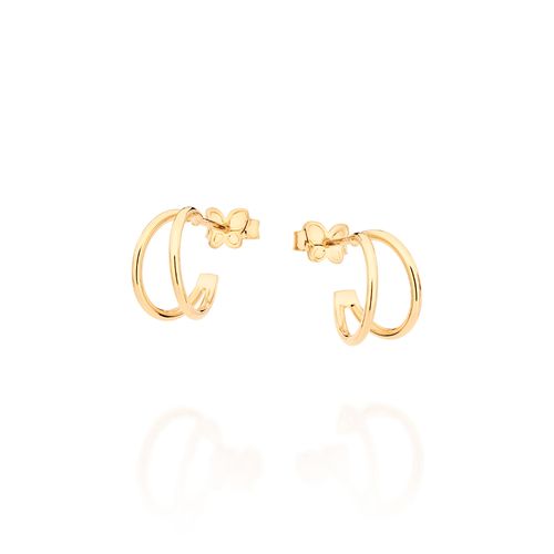 BRINCO MEIA ARGOLA DUPLA BANHADA A OURO 18K