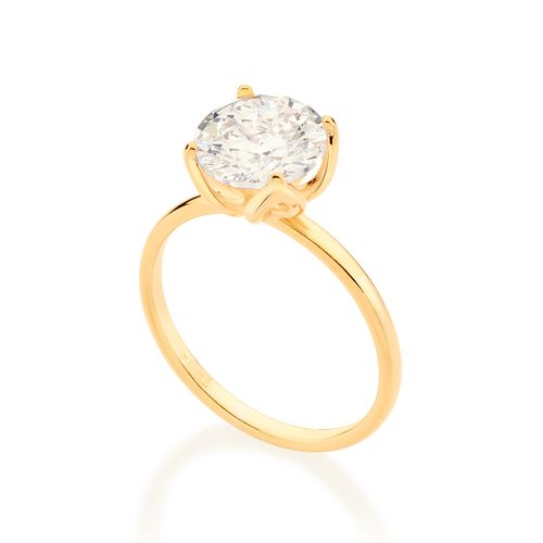 ANEL SOLITÁRIO FLOR TULIPA BANHADO A OURO 18K