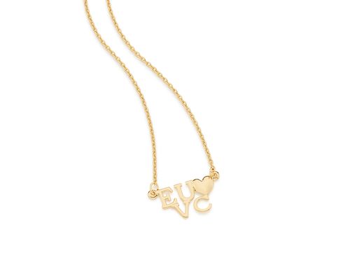 GARGANTILHA BANHADA A OURO 18K COM PINGENTE EU AMO VOCÊ