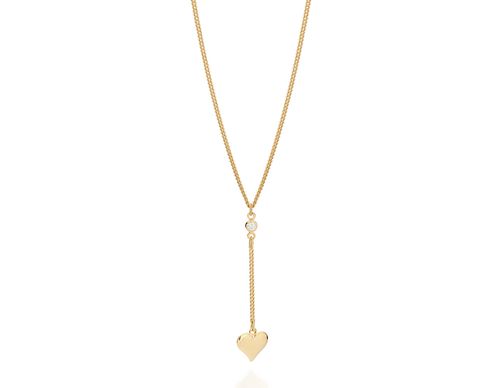 GARGANTILHA GRAVATA BANHADA A OURO 18K COM CORAÇÃO E ZIRCÔNIA
