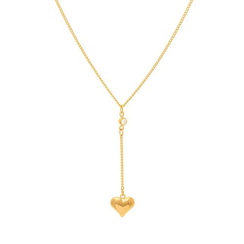 GARGANTILHA GRAVATA BANHADA A OURO 18K COM CORAÇÃO E ZIRCÔNIA