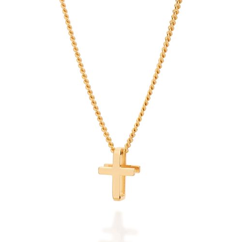 GARGANTILHA INFANTIL BANHADA A OURO 18K COM CRUZ