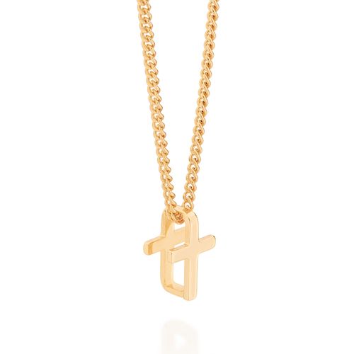 GARGANTILHA INFANTIL BANHADA A OURO 18K COM CRUZ