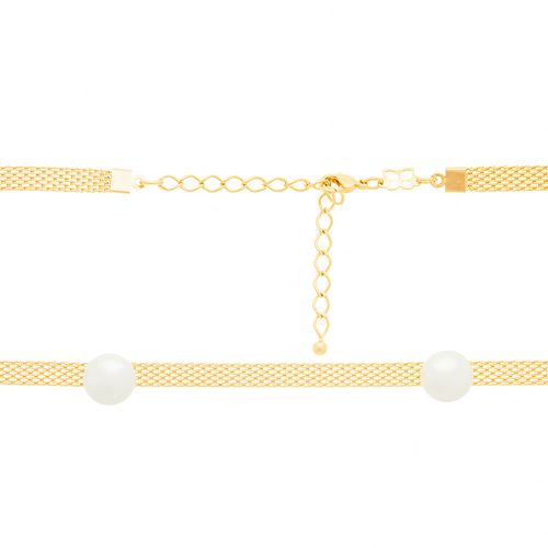 GARGANTILHA CHOKER BANHADA A OURO 18K COM PÉROLAS