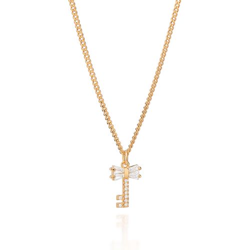 GARGANTILHA BANHADA A OURO 18K COM PINGENTE CHAVE E ZIRCÔNIAS