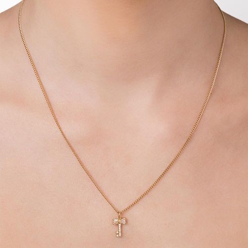 GARGANTILHA BANHADA A OURO 18K COM PINGENTE CHAVE E ZIRCÔNIAS