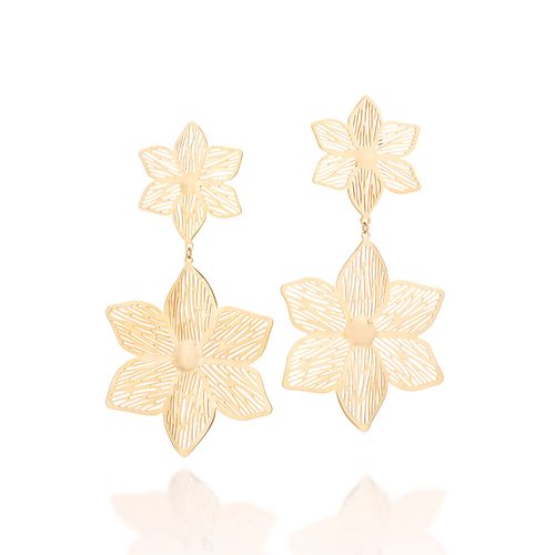 MAXI BRINCO FLORES BANHADO A OURO 18K