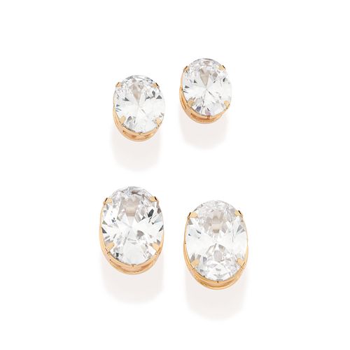KIT BRINCO OVAL BANHADO A OURO 18K COM ZIRCÔNIAS