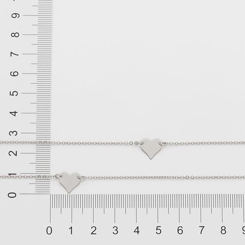 GARGANTILHA CORAÇÕES BANHADA A RHODIUM