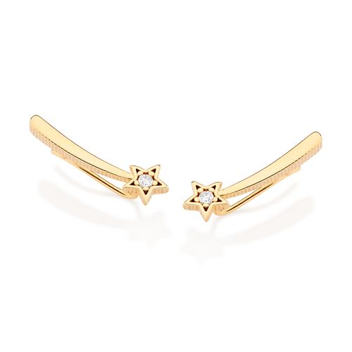 BRINCO EAR CUFF VARINHA DE CONDÃO BIBBIDI BOBBIDI BOO BANHADO A OURO 18K COM ZIRCÔNIAS