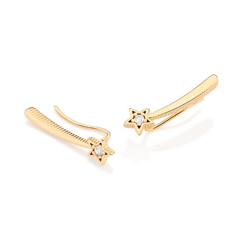 BRINCO EAR CUFF VARINHA DE CONDÃO BIBBIDI BOBBIDI BOO BANHADO A OURO 18K COM ZIRCÔNIAS