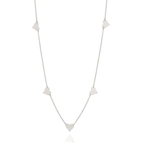 GARGANTILHA CORAÇÕES BANHADA A RHODIUM