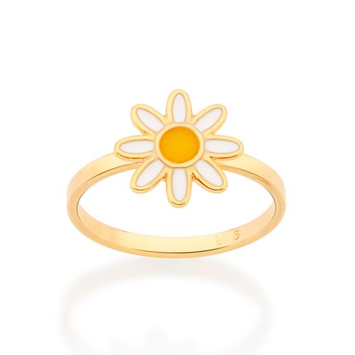 ANEL INFANTIL MARGARIDA BANHADO A OURO 18K