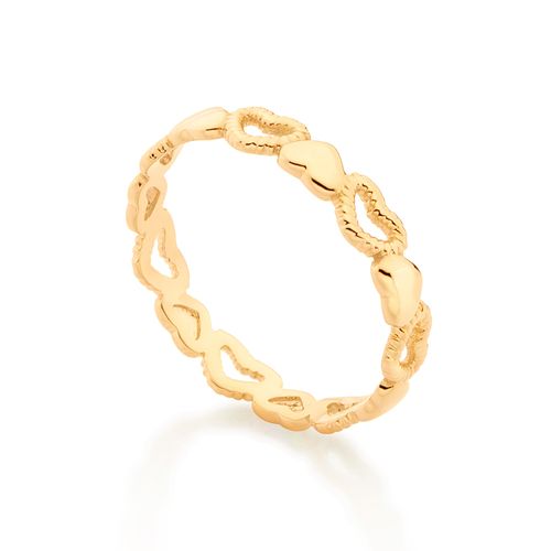 ANEL SKINNY CORAÇÕES BANHADO A OURO 18K
