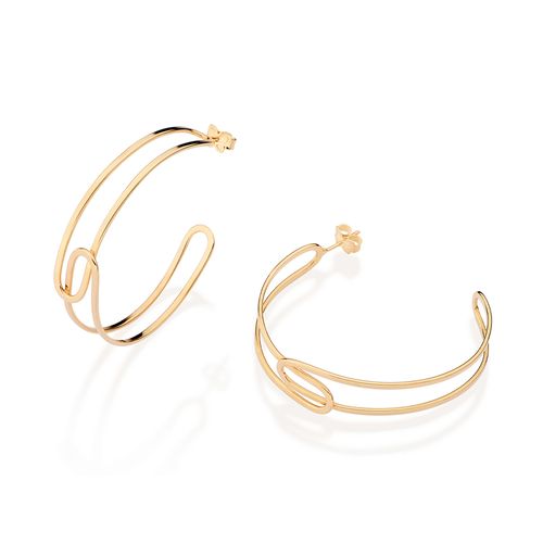 BRINCO MEIA ARGOLA BANHADO A OURO 18K