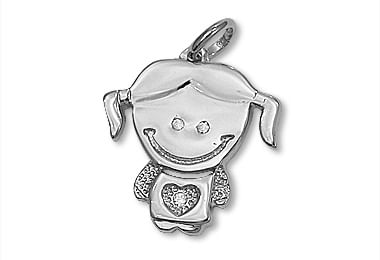PINGENTE MENINA BANHADO A RHODIUM