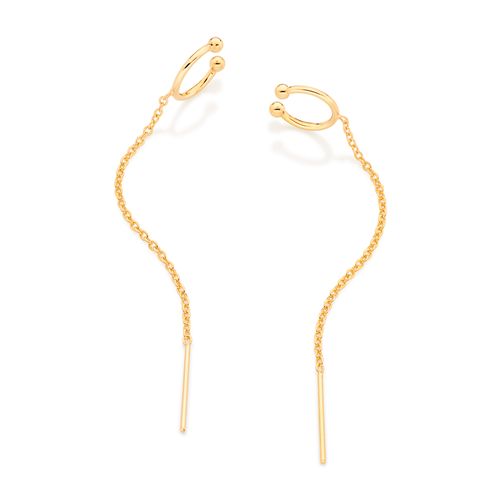 BRINCO EAR CUFF COM PIERCING DE PRESSÃO BANHADO A OURO 18K