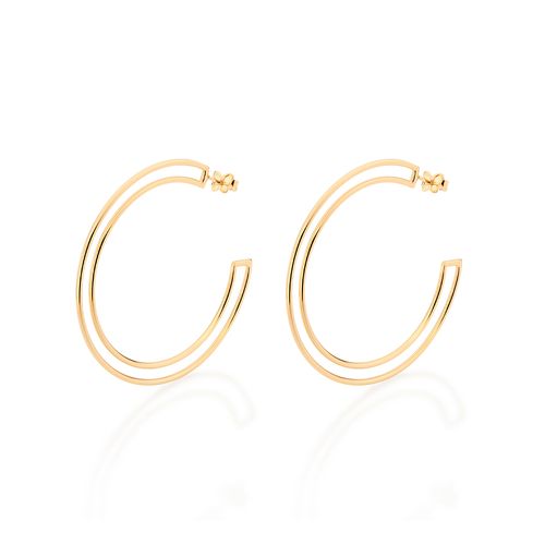 BRINCO MEIA ARGOLA BANHADO A OURO 18K