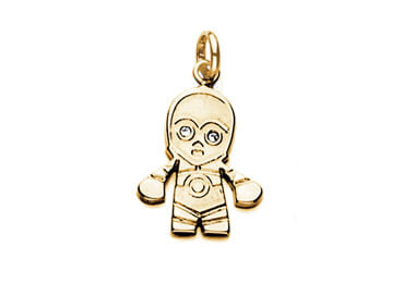 PINGENTE BANHADO A OURO 18K ROBO ASTRONAUTA COM ZIRCÔNIAS