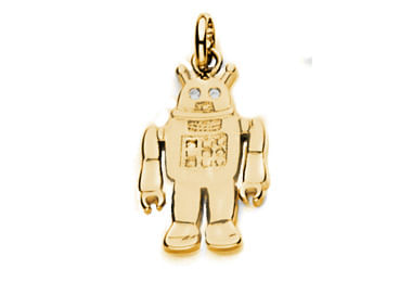 PINGENTE BANHADO A OURO 18K ROBO COM ZIRCÔNIAS