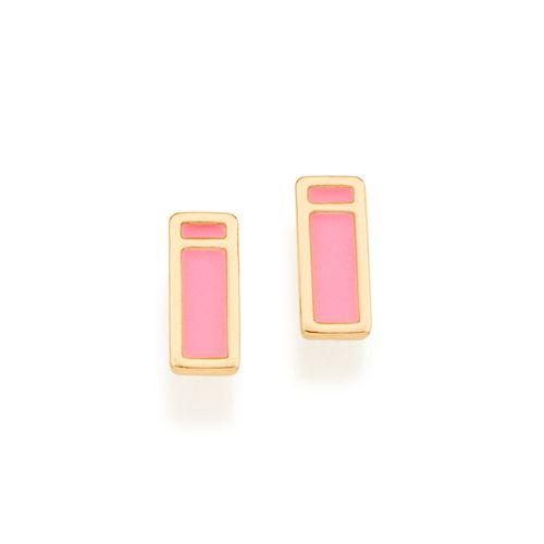 BRINCO LETRA BANHADO A OURO 18K COM APLICAÇÃO DE RESINA-LETRA I