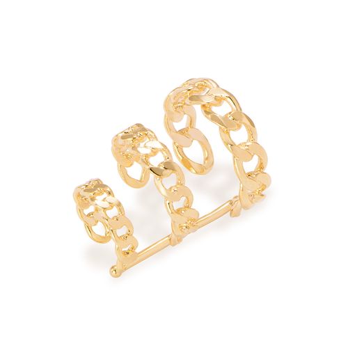 PIERCING DE PRESSÃO TRIPLO BANHADO A OURO 18K