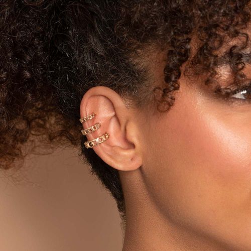 PIERCING DE PRESSÃO TRIPLO BANHADO A OURO 18K