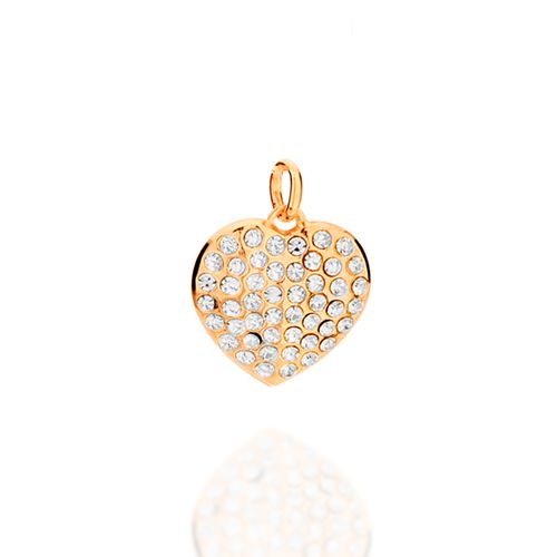 PINGENTE BANHADO A OURO 18K CORAÇÃO COM CRISTAIS