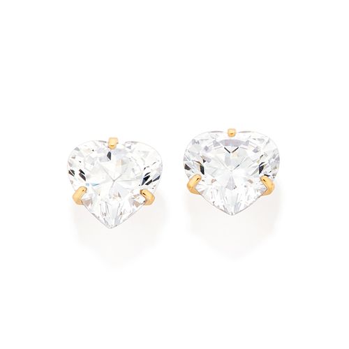 BRINCO SOLITÁRIO CORAÇÃO BANHADO A OURO 18K COM ZIRCÔNIAS