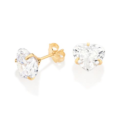 BRINCO SOLITÁRIO CORAÇÃO BANHADO A OURO 18K COM ZIRCÔNIAS
