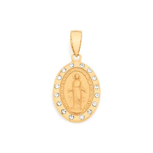 PINGENTE NOSSA SENHORA DAS GRAÇAS BANHADO A OURO 18K COM CRISTAIS
