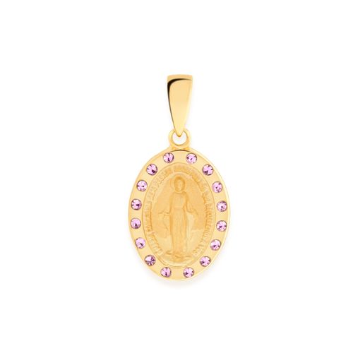 PINGENTE NOSSA SENHORA DAS GRAÇAS BANHADO A OURO 18K COM CRISTAIS