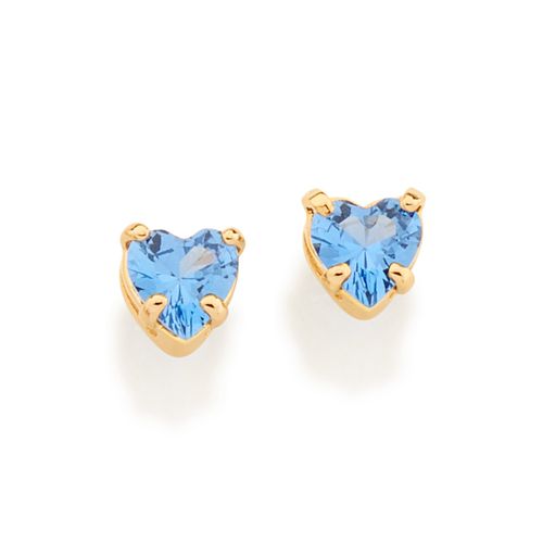 BRINCO SOLITÁRIO ZIRCÔNIA CORAÇÃO BANHADO A OURO 18K