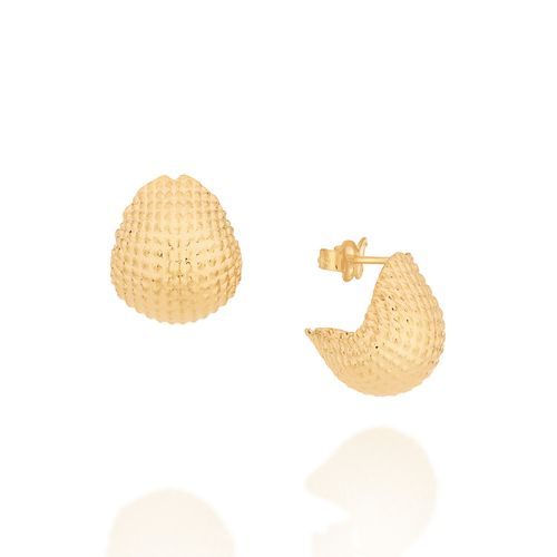 BRINCO GOTA ABAULADA TRABALHADA BANHADO A OURO 18K