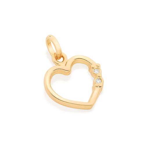 PINGENTE BANHADO A OURO 18K CORAÇÃO COM ZIRCÔNIAS