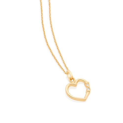 PINGENTE BANHADO A OURO 18K CORAÇÃO COM ZIRCÔNIAS