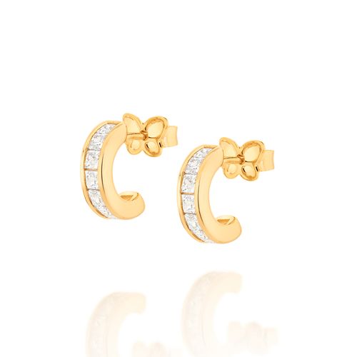 BRINCO MEIA ARGOLA PEQUENA BANHADO A OURO 18K