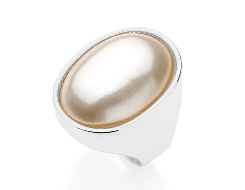 MAXI ANEL BANHADO A RHODIUM COM PÉROLA