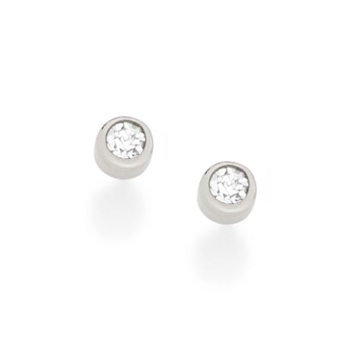 BRINCO SOLITÁRIO INFANTIL BANHADO A RHODIUM COM CRISTAIS