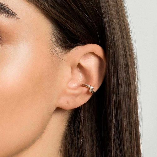 BRINCO PIERCING DE PRESSÃO BANHADO A OURO 18K COM ZIRCÔNIAS