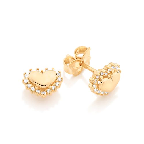 BRINCO PEQUENO CORAÇÃO BANHADO A OURO 18K COM ZIRCÔNIAS