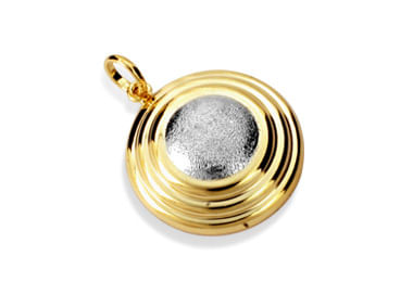 PINGENTE REDONDO BANHADO A OURO 18K COM APLICAÇÃO DE RHODIUM