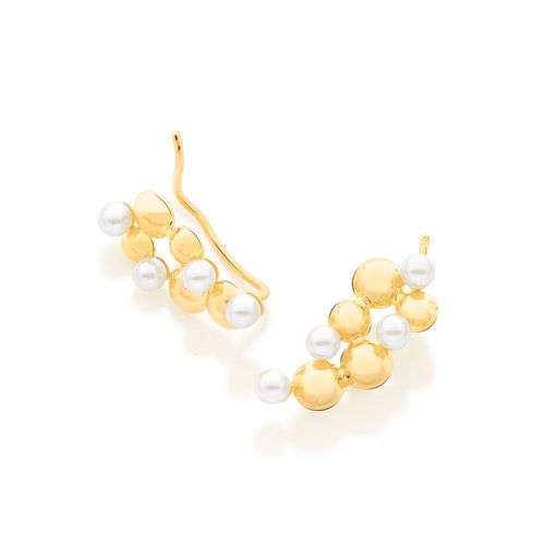 BRINCO EAR CUFF BANHADO A OURO 18K COM PÉROLAS