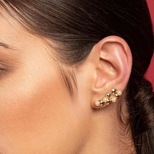 BRINCO EAR CUFF BANHADO A OURO 18K COM PÉROLAS