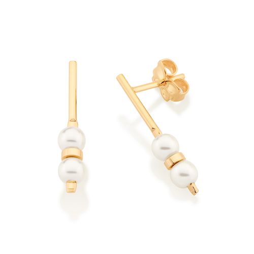 BRINCO PALITO BANHADO A OURO 18K COM PÉROLAS