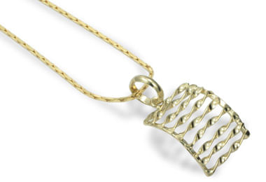 PINGENTE RETANGULAR TORCIDO BANHADO A OURO 18K
